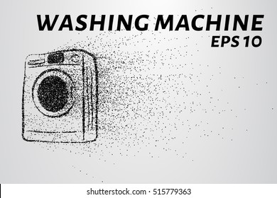 Washing machine made up of particles. Washing machine crumbles to the point. Vector illustration