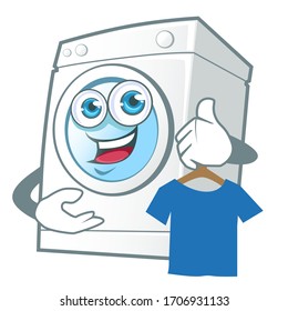 Washing machine mascot cartoon in vector