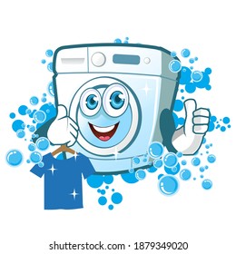 washing machine mascot cartoon in vector