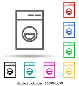 Waschmaschine im mehrfarbigen Stil Symbol. Einfache dünne Linie, Vektorillustration von Web-Icons für i und ux, Website oder mobile Applikationen