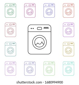 Washing machine multi color style icon. Simple thin line, outline vector of furniture icons for ui and ux, website or mobile application