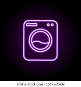 Washing machine neon icon. Simple thin line, outline vector of cleaning icons for ui and ux, website or mobile application