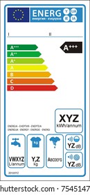 Washing Machine New Energy Rating Graph Label In Vector.