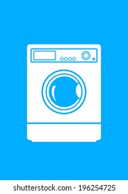 Washing machine on blue background  