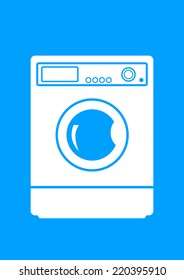 Washing machine on blue background  