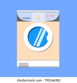 Washing machine on blue background. Flat design, vector illustration, EPS10