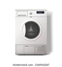 Washing Machine on white background, realistic vector illustration