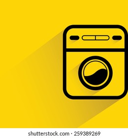 washing machine on yellow background, flat and shadow theme