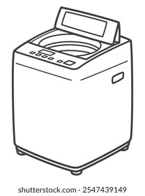 Washing machine with open lid. Home appliances. Vector illustration.