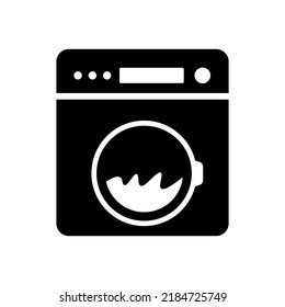 Washing machine in operation. Shaking water. Vector.