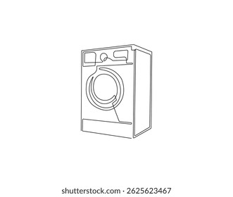 Washing machine outline drawing illustration. Continuous line draw of international technology day vector