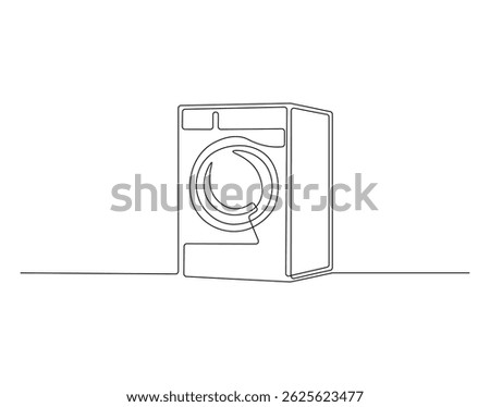 Washing machine outline drawing illustration. Continuous line draw of international technology day vector