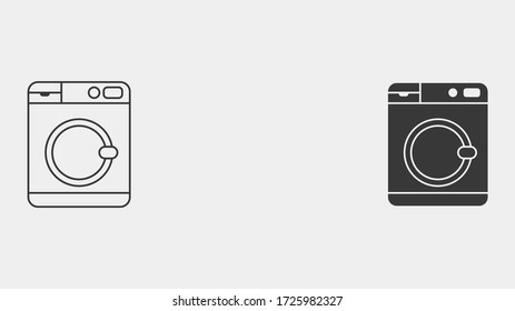 Washing machine outline and filled vector icon sign symbol