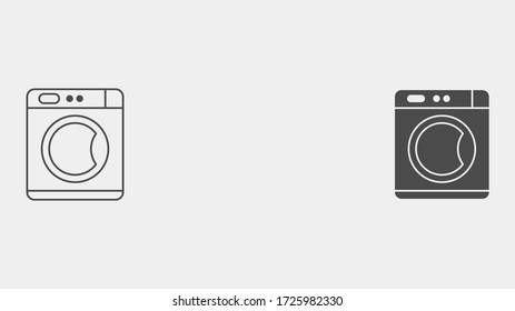 Washing machine outline and filled vector icon sign symbol