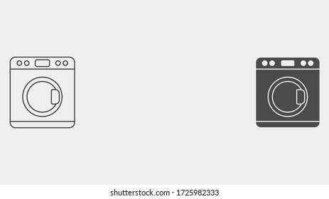 Washing machine outline and filled vector icon sign symbol