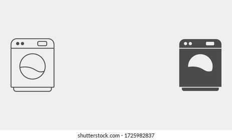 Símbolo del símbolo del icono del vector relleno y contorno de la máquina de lavado