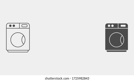 Símbolo del símbolo del icono del vector relleno y contorno de la máquina de lavado