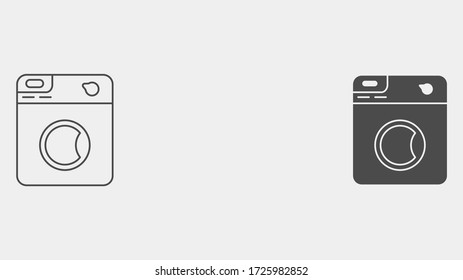 Símbolo del símbolo del icono del vector relleno y contorno de la máquina de lavado