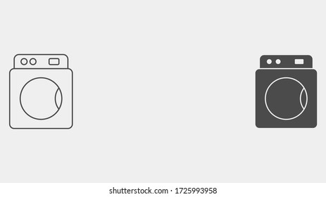 Símbolo del símbolo del icono del vector relleno y contorno de la máquina de lavado