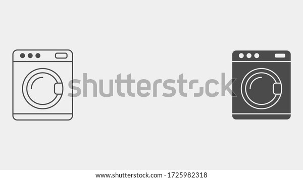 Washing machine outline and filled vector icon
sign symbol