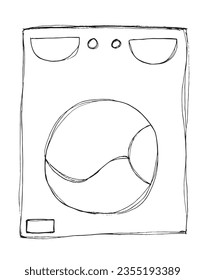 Washing machine outline illustration vector image. 
Hand drawn washing machine artwork. 
Simple cute original logo.
Hand drawn vector illustration for posters, cards, t-shirts.