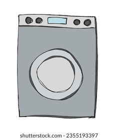 Washing machine outline illustration vector image. 
Hand drawn washing machine artwork. 
Simple cute original logo.
Hand drawn vector illustration for posters, cards, t-shirts.