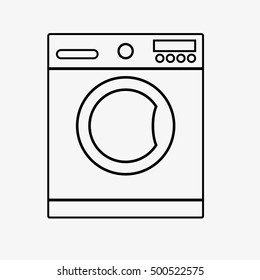 Washing machine outline on isolated background. Flat vector illustration