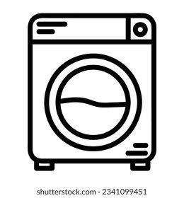 Washing Machine, Outline style, isolated on white Background.