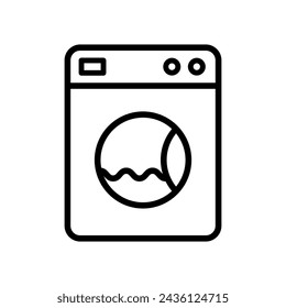 Washing machine outline vector icon isolated on white background. Washing machine line vector icon for web, mobile and ui design