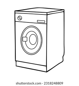 washing machine outline vector illustration,isolated on white background,top view