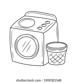 Washing Machine outline vector sign, linear style pictogram vector illustration, isolated on white