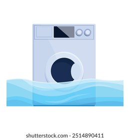 Washing machine is overflowing, creating a flood in the laundry room