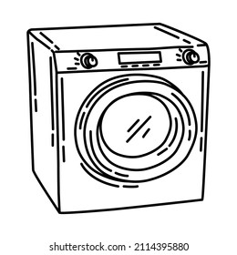 Washing Machine Part of Electronic for Kitchen and Washing Device Hand Drawn Icon Set Vector.