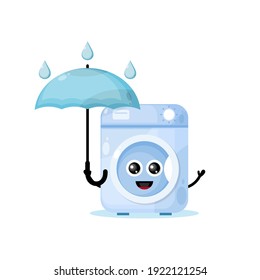 washing machine rain umbrella mascot character logo