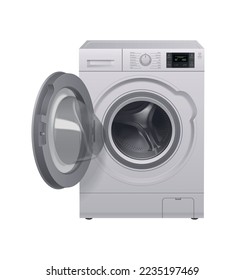 Washing machine realistic composition with isolated image of household appliance on blank background vector illustration