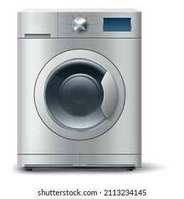 Washing machine. Realistic laundry washer. Front load laundromat