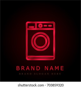 Washing machine red chromium metallic logo