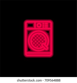 Washing machine red glowing neon ui ux icon. Glowing sign logo vector