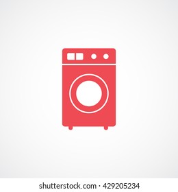 Washing Machine Red Icon On White Background