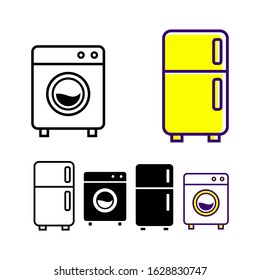 Washing machine and refrigerator icon vector in group design