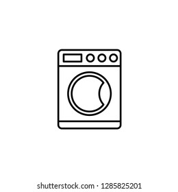 Washing Machine Related Vector Line Icon. Isolated on White Background. Editable Stroke.