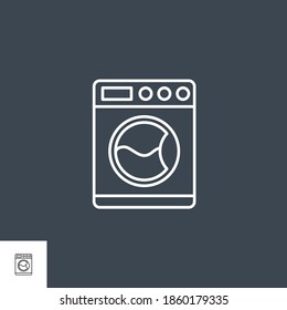Washing Machine Related Vector Line Icon. Isolated on Black Background. Editable Stroke.