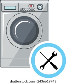 Servicio de Reparación de Lavadora. Ilustración vectorial.