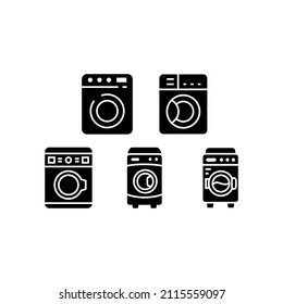 Icono de conjunto de lavadora aislado en fondo blanco