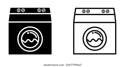 Washing machine set icon on white background