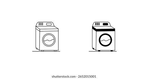 washing machine set icon with white background vector stock illustration
