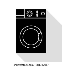 Washing machine sign. Black icon with flat style shadow path.