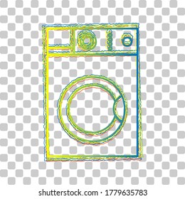 Washing machine sign. Blue to green gradient Icon with Four Roughen Contours on stylish transparent Background. Illustration.