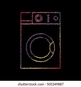 Washing machine sign. Coloful chalk effect on black backgound.