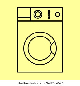 Washing machine sign. Flat style icon vector illustration.